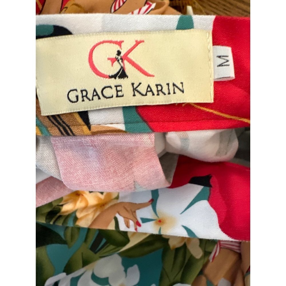 Grace Karin vintage print pleated skirt size m - Picture 5 of 6